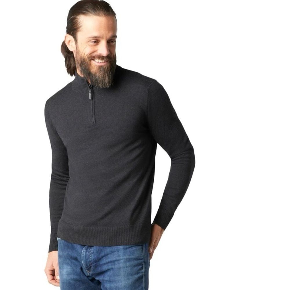 Smartwool Men's Charcoal Grey Wool Blend Knit Pullover 1/2 Zip Sweater Size M